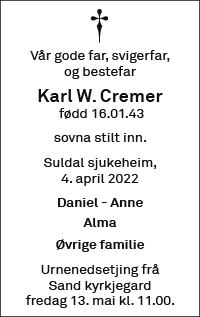 Karl W. Cremer, død 04.04.2022