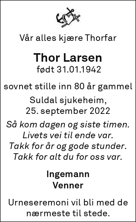 Thor Larsen, død 25.09.2022