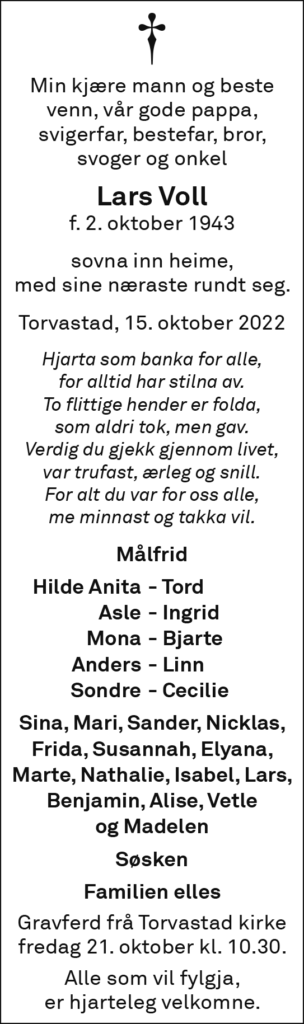 Lars Voll, død 15.10.2022