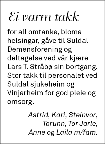 Takk Lars Stråbø