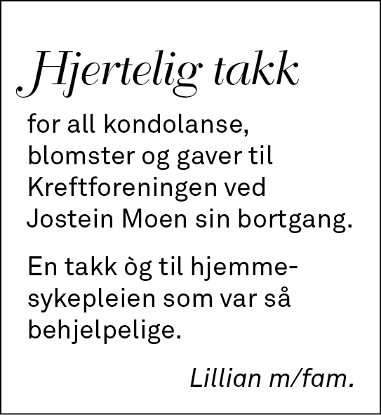 Takk Jostein Moen