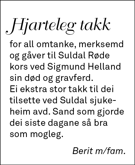 Takk Sigmund Helland