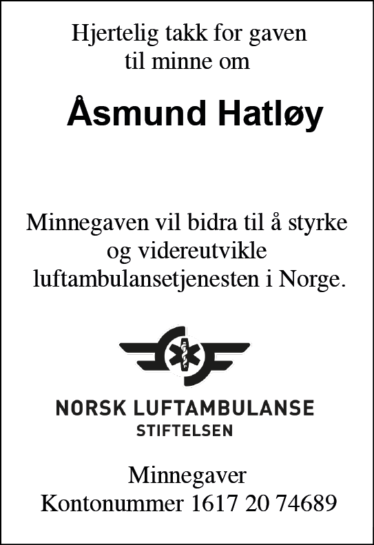 Stiftelsen Norsk Luftambulanse Åsmund Hatløy