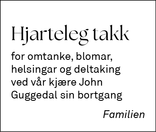 Takk John Guggedal