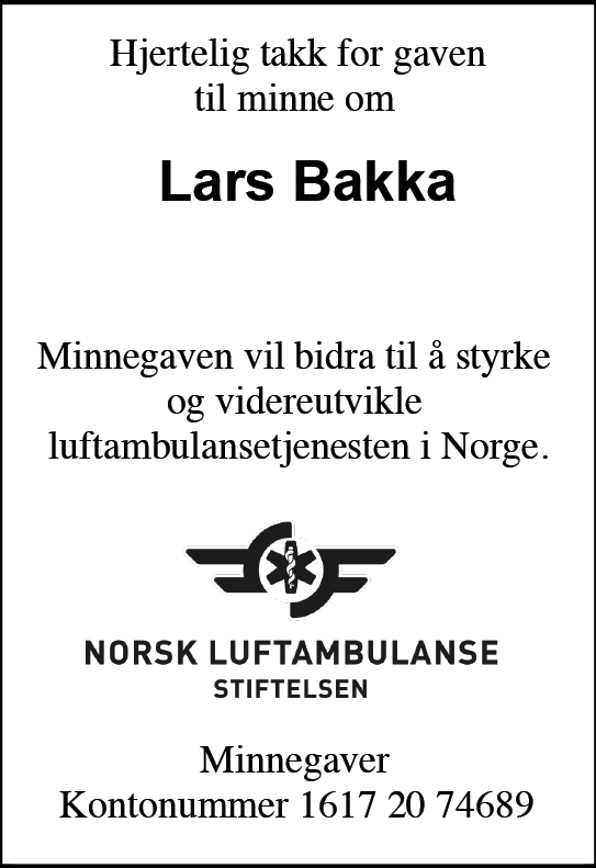 Takk Lars Bakka