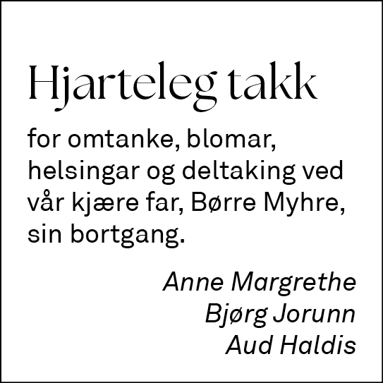 Takk Børre Myhre