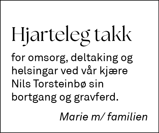 Takk Nils Torsteinbø