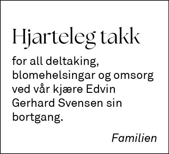 Takk – Edvin Gerhard Svensen