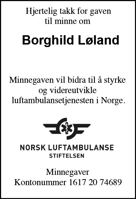 Takk Borghild Løland