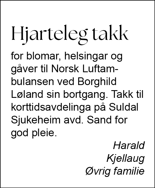 Takk Borghild Løland